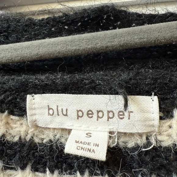 Striped Black and Cream Women's Sweater - Picture 2 of 3